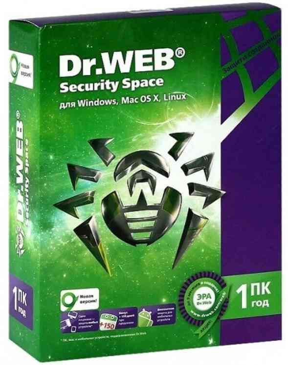 Dr. Web Security Space, на 12 месяцев, на 1 ПК (базовая лицензия) антивирус