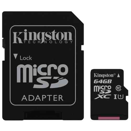 KINGSTON MicroSDXC 64Gb Class10 UHS-I U1 45Mb/s + Адаптер, RTL