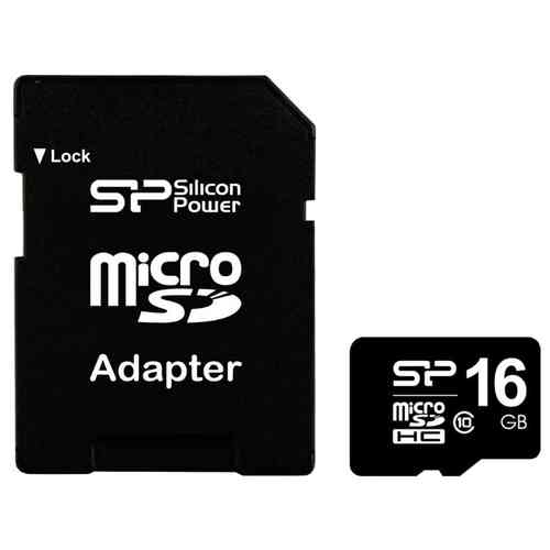 SILICON POWER MicroSDHC 16Gb Class 10 + Адаптер RTL