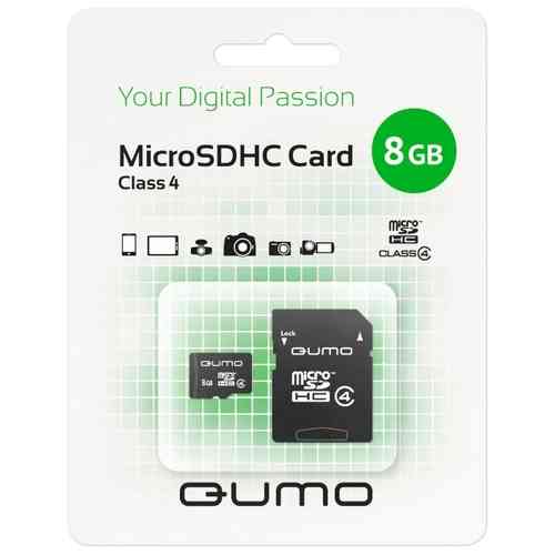 QUMO MicroSDHC 8Gb Class 4 + адаптер
