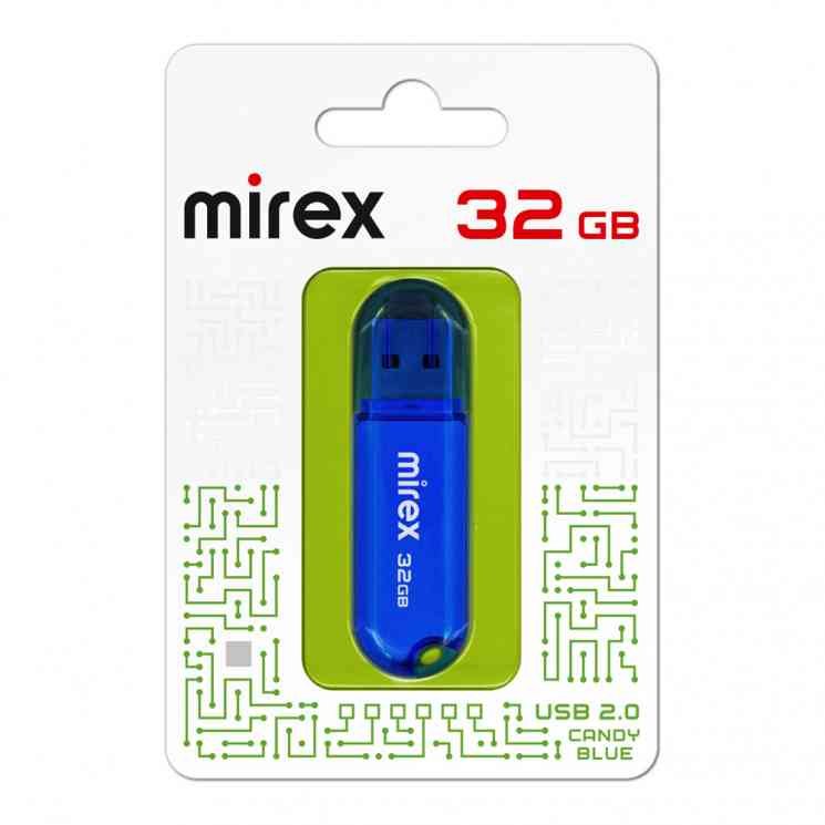 MIREX Flash drive USB2.0 32Gb Candy, 13600-FMUCBU32, Blue, RTL