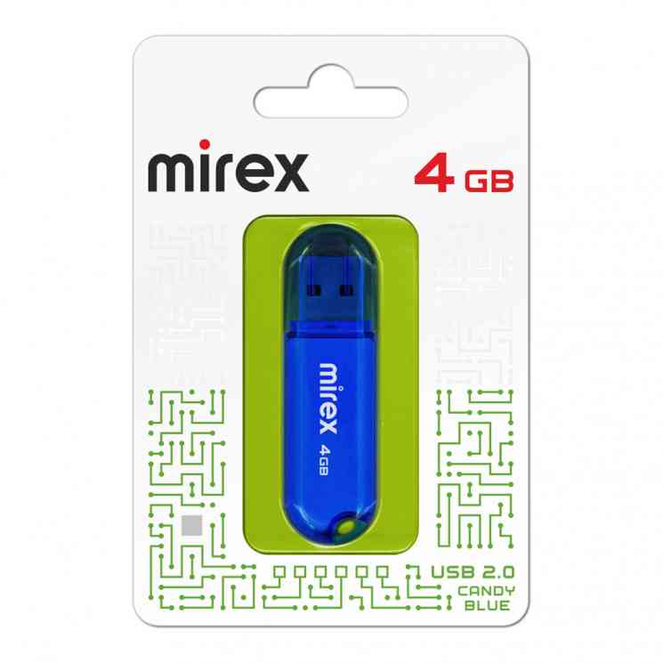 MIREX Flash drive USB2.0 4Gb Candy, 13600-FMUCBU04, Blue, RTL