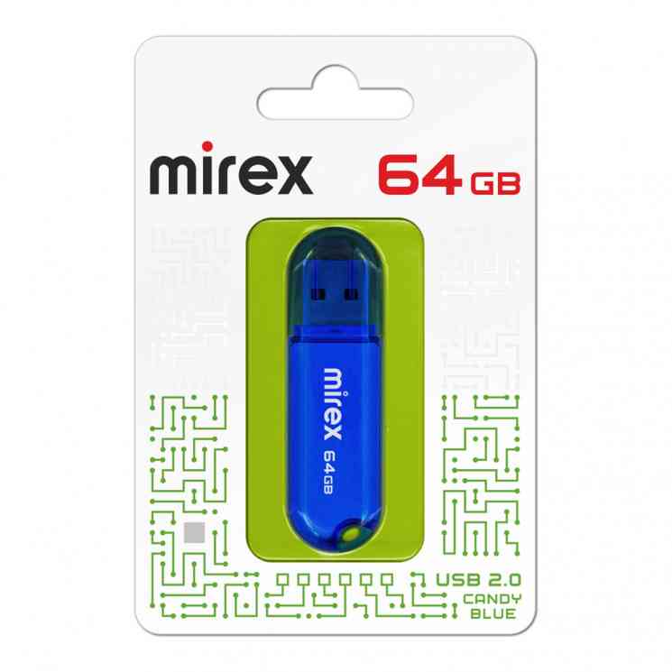 MIREX Flash drive USB2.0 64Gb Candy, 13600-FMUCBU64, Blue, RTL