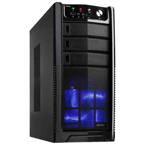 Case GMC Middle tower Force Black, ATX, No PSU, LED fun, USB3.0