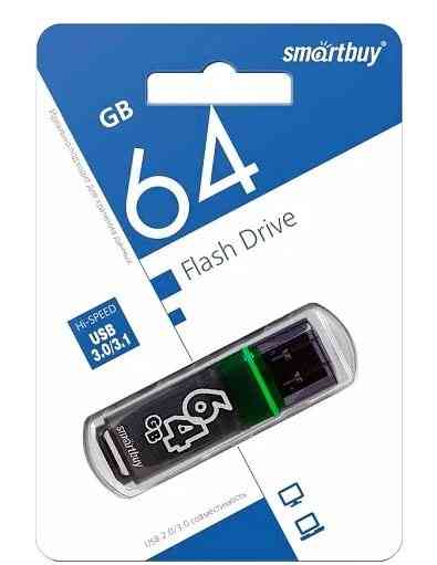 SMARTBUY Flash drive USB3.0 64Gb Glossy, Dark blue, R75Mb/s, W10Mb/s, RTL