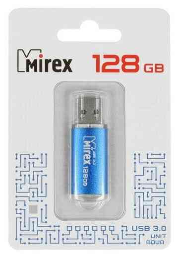 MIREX Flash drive USB3.0 128Gb Unit, 13600-FM3UA128, Aqua, RTL