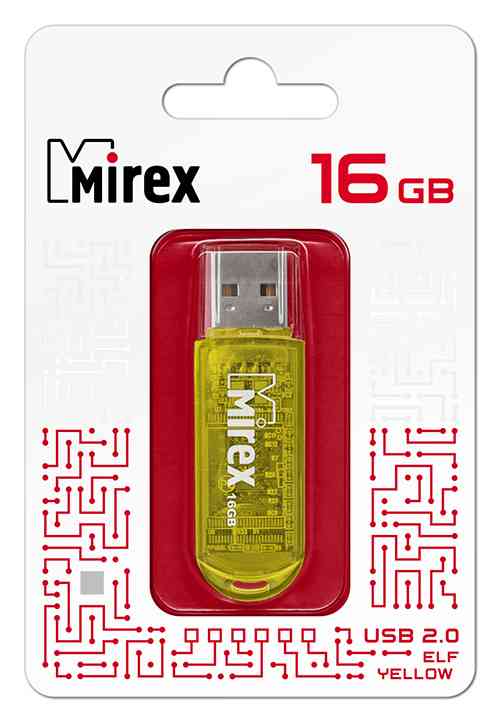 MIREX Flash drive USB2.0 16Gb Elf, Yellow RTL
