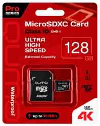 QUMO MicroSDXC 128Gb Class10 UHS-I U3 Pro Seria + Адаптер RTL