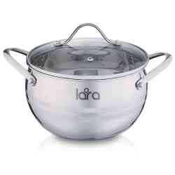 LARA LR02-32 Кастрюля (нерж) серия APPLE 18x10,5см,2.7л,стал.ручки,капсулир индукц дно,крышка