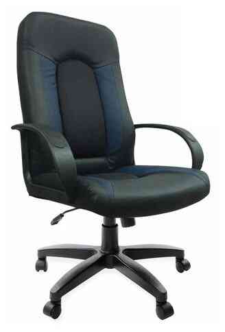 BRABIX "Strike EX-525", экокожа черная, ткань черная/синяя, TW, 531380 кресло офисное
