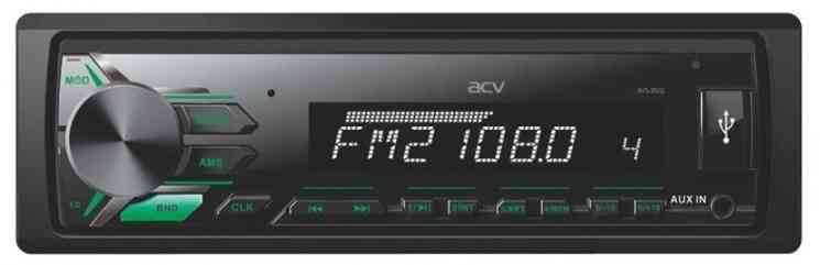 Автомагнитола ACV AVS-812G 1din/зелен/USB/AUX/SD/FM/4*50