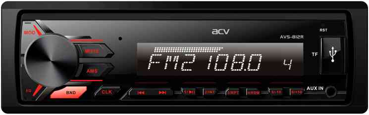 Автомагнитола ACV AVS-812R 1din/красн/USB/AUX/SD/FM/4*50
