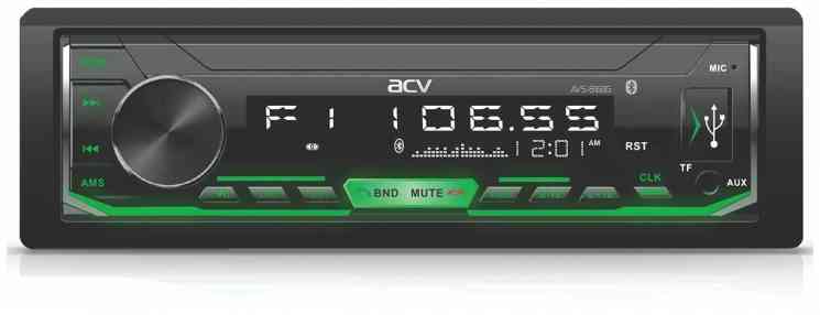 Автомагнитола ACV AVS-816BG 1din/зеленая/Bluetooth/USB/AUX/SD/FM/4*50