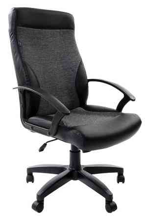 BRABIX "Trust EX-535", экокожа черная, ткань серая, 531383 кресло офисное