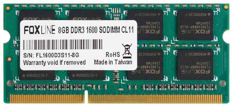 SODIMM DDR3 8Gb FOXLINE PC12800/1600MHz, 1.5v, FL1600D3S11-8G, RTL