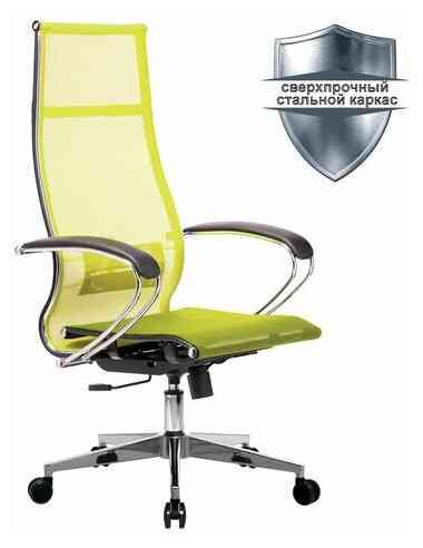 МЕТТА офисное МЕТТА "К-7" хром, прочная сетка, сиденье и спинка регулируемые, светло-зеленое кресло