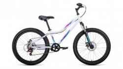 Велосипед FORWARD IRIS 24 2.0 disc (рост 12" 6ск.) 2020-2021, белый/розовый