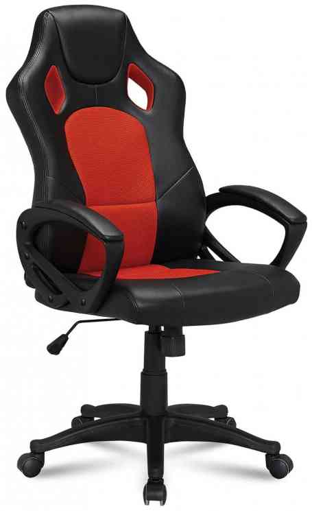 BRABIX Rider EX-544 экокожа черная/ткань красная кресло компьютерное