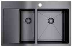 Omoikiri Akisame 78-GM-R, мойка, нержавеющая сталь/вороненая сталь, чаша справа