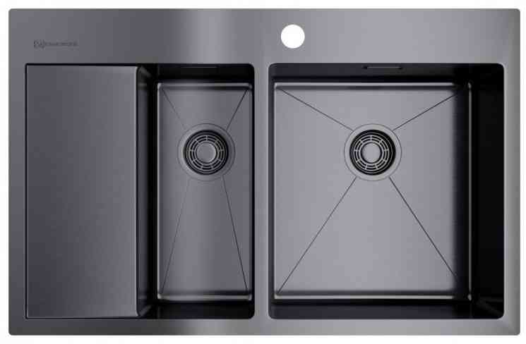 Omoikiri Akisame 78-GM-R, мойка, нержавеющая сталь/вороненая сталь, чаша справа
