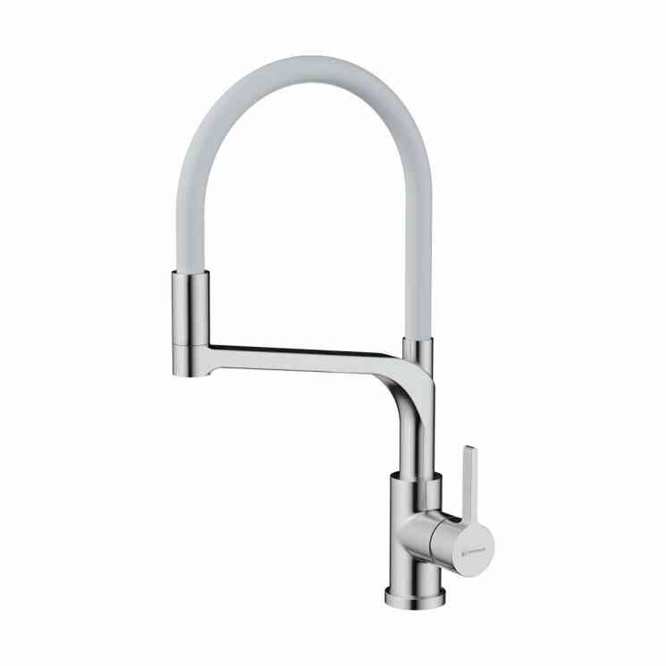 Omoikiri Sinto 2 Plus-SB-BN-WH, смеситель, нержавеющая сталь/белый