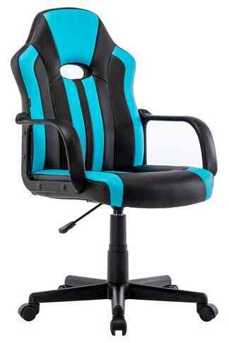 BRABIX компьютерное "BRABIX Stripe GM-202", экокожа, черное/голубое, 532509 кресло