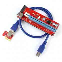 Райзер карта ESPADA EPCIeKit PCI-Ex1 M to PCI-Ex16 F, кабель USB3.0, с доп питанием,