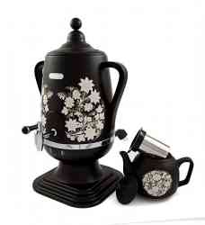 Самовар DO-412 (4,0л) фарфоровый черный заварник (1,0л) (1)
