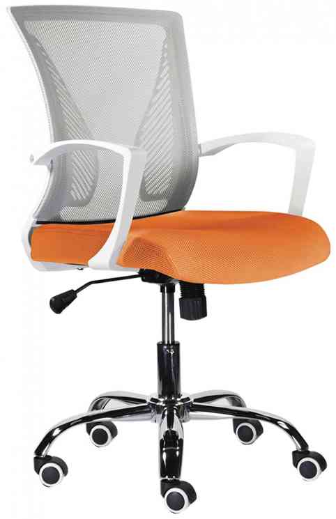 BRABIX "Wings MG-306", пластик белый, хром, сетка, серое/оранжевое, 532011 кресло