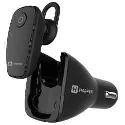 Bluetooth HARPER HBT-1723 + Автомобильное з/у (1xUSB, 1 x 5В, 2.4 А) белый гарнитура