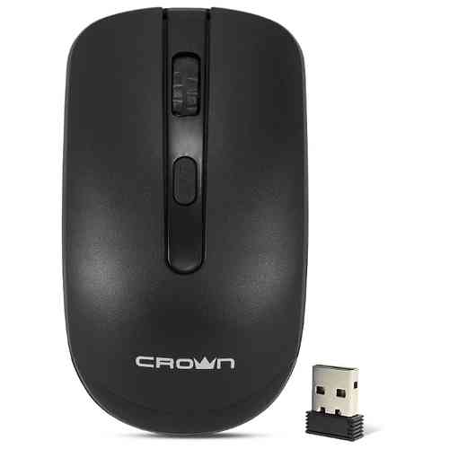 CROWN CMM-336W чёрная (4 кнопки; 1600 DPI; Нано ресивер 2,4 ГГц; 2*ААА (в комплекте)) Бес мышь