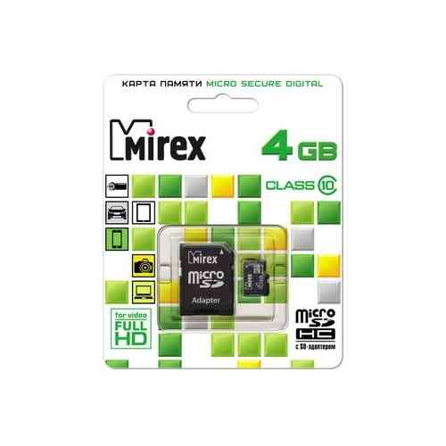 MIREX MicroSDHC 4Gb Class10 + Адаптер RTL