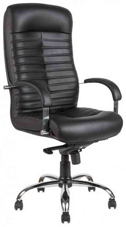 NOWY STYL "Orion steel chrome", хром, черное кресло из натуральной кожи