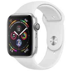 Apple Watch Series 4 44mm Silver Aluminum Case with White Sport Band