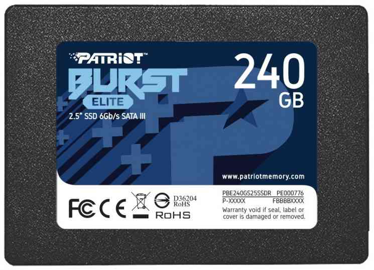 SSD 2.5" PATRIOT Burst Elite, 240Gb, TLC, PBE240GS25SSDR, R450Mb/s, W320Mb/s, 160TBW, RTL