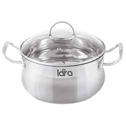 LARA LR02-52 Кастрюля (нерж) Gracia 20x11см, 3.5л, оцинк литые ручки,капсул индукц дно, крышка