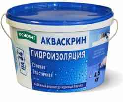 Гидроизоляция эластичная ОСНОВИТ АКВАСКРИН НА-64 4,5 кг