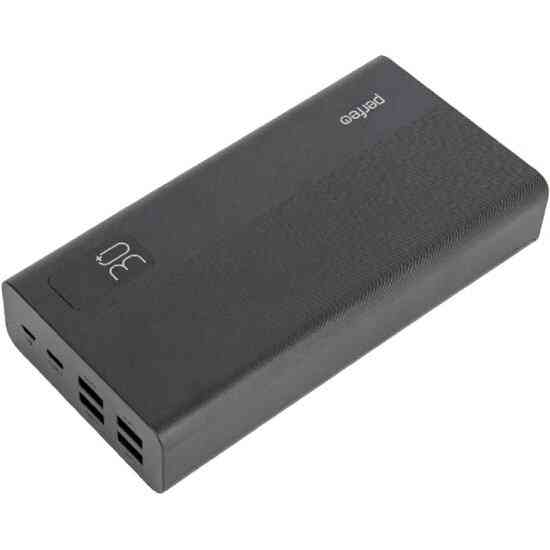 Внешний аккумулятор PERFEO MOUNTAINS 30000 mAh/LED Type-C/4 USB/Выход: 3A, max 22.5W/Black (PF_D016)