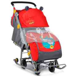 Коляска-санки "Ника детям 7" девочка и слон красный НД7 (2/1)