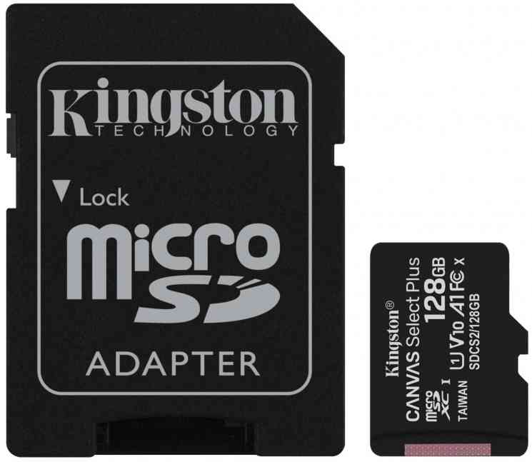 KINGSTON MicroSDHC 128Gb CANVAS Select, SDCS2/128GB, Class10 UHS-I до 100Mb/s, RTL