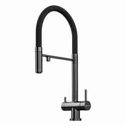 Omoikiri Kanto-GM-BL, смеситель, вороненая сталь/черный гибкий шланг