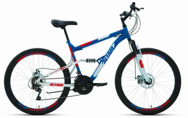 Велосипед ALTAIR MTB FS 26 2.0 disc (рост 16" 18ск.) 2020-2021, синий/красный