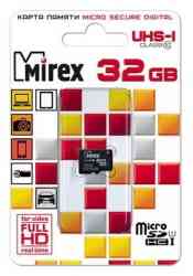 MIREX MicroSDHC 32Gb Class10 UHS-I 104Mb/s без адаптера, RTL