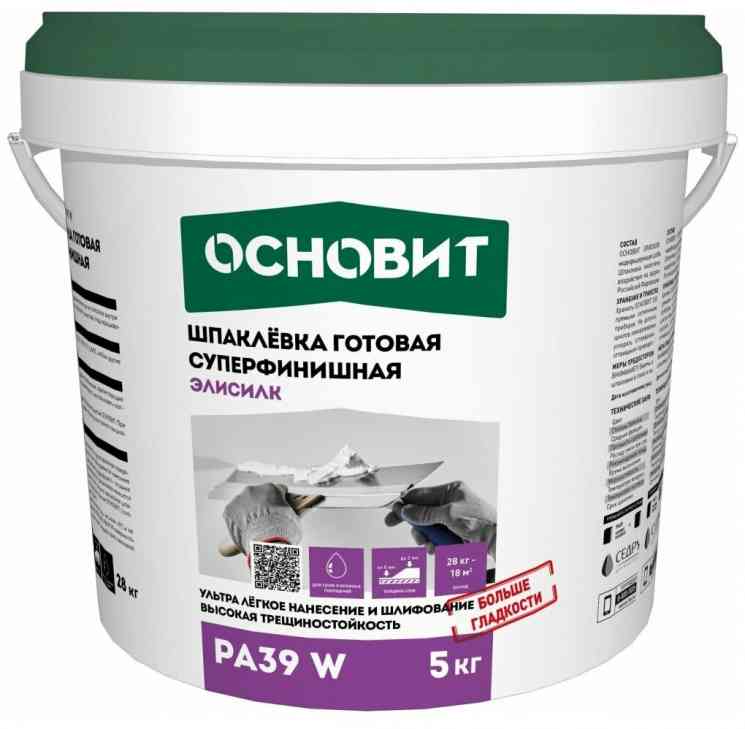 Шпатлевка ОСНОВИТ ЭЛИСИЛК РА-39 W готовая суперфинишная 28кг.