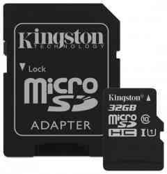 KINGSTON MicroSDHC 32Gb CANVAS Select, SDCS2/32GB, Class10 UHS-I до 100Mb/s + Адаптер, RTL