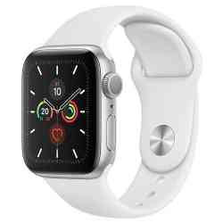 Apple Watch Series 5 44mm Silver Aluminum Case with White Sport Band