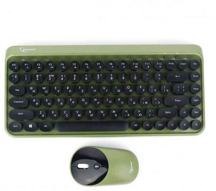 GEMBIRD KBS-9001, 2.4ГГц, 84 кл., 1600 DPI, зеленый клавиатура+мышь