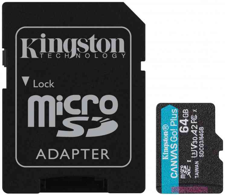 KINGSTON MicroSDXC 64Gb CANVAS Go! Plus, SDCG3/64GB, Class10 UHS-I W170Mb/s, R70Mb/s, Adapter, RTL