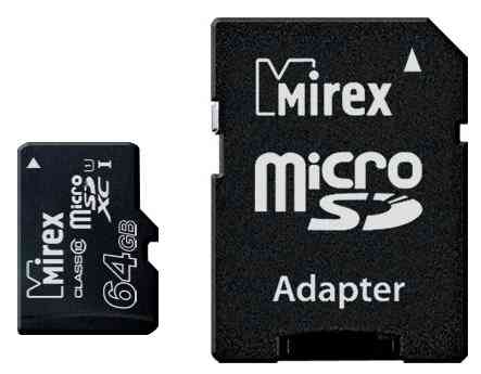 MIREX MicroSDXC 64Gb Class10 UHS-I + Адаптер RTL