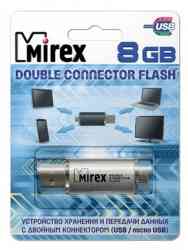 USB/microUSB флэш-накопитель с двойным разъёмом 8 ГБ Mirex SMART silver 8GB (ecopack)